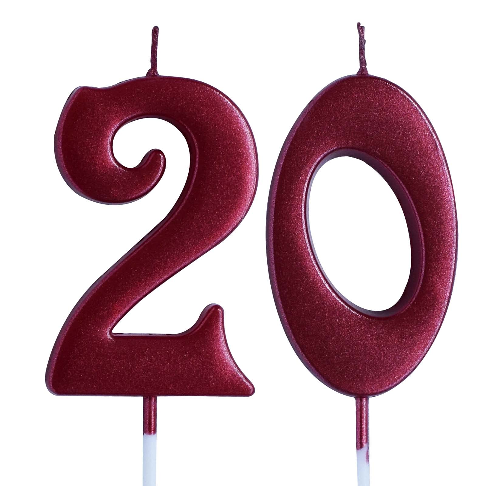 Amazon.com: Red 20th Birthday Candle, Number 20 Years Old